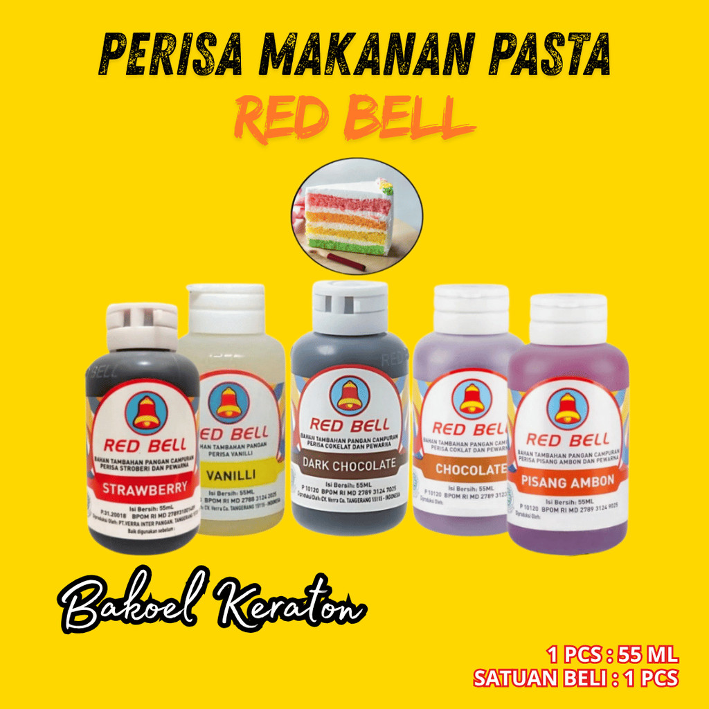 ( 1 PCS 55 ml ) PERISA VANILA DARK CHOCOLATE PISANG AMBON STRAWBERRY / PEWARNA MAKANAN RED BELL