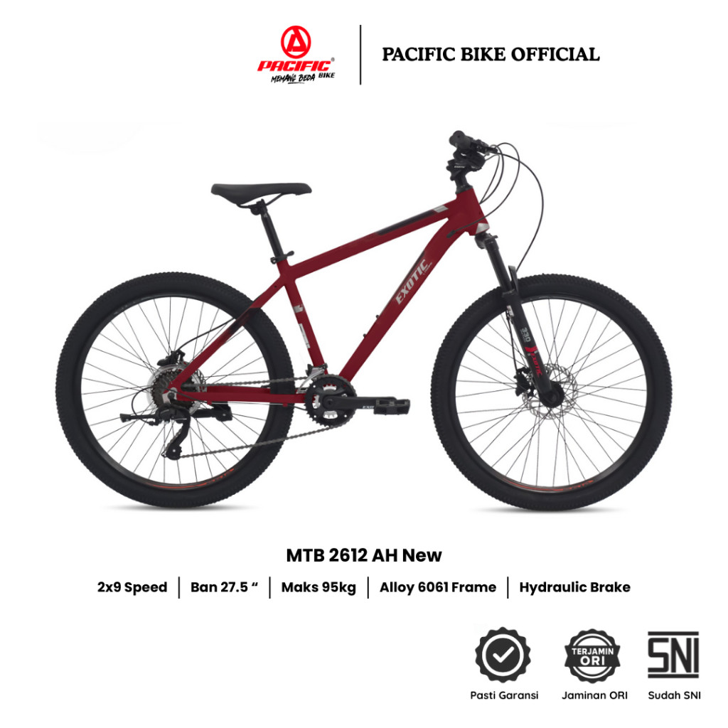 PROMOPacific Bike Sepeda Gunung Remaja dan Dewasa MTB Exotic AH-2612 AH Frame Alloy 6061 Ukuran Ban 