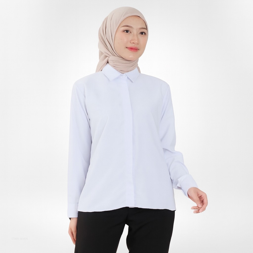 Kemeja Panjang Wanita Polos Putih Formal Casual Terbaru Hem Kantor