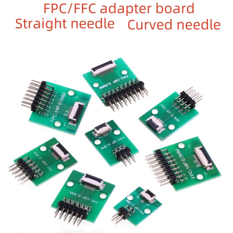FPC/FFC adapter board welded 0.5mm/1.0mm spacing connector turned straight into 2.54 flexible cable 