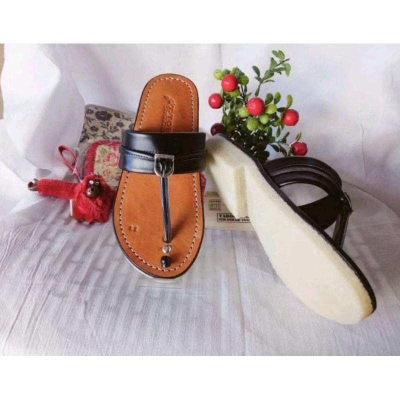 Sandal Kulit Tarumpah Toha Original Sol Karet