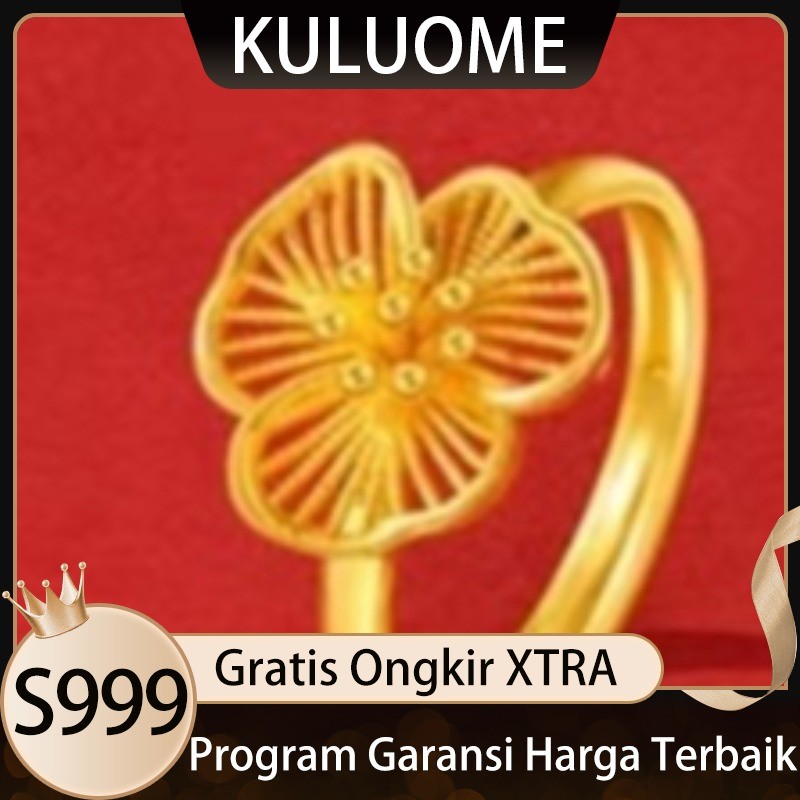KULUOME Cincin Emas Vietnam Pasir Emas Bunga Plum Salju Kerajinan Sutra Cincin s999