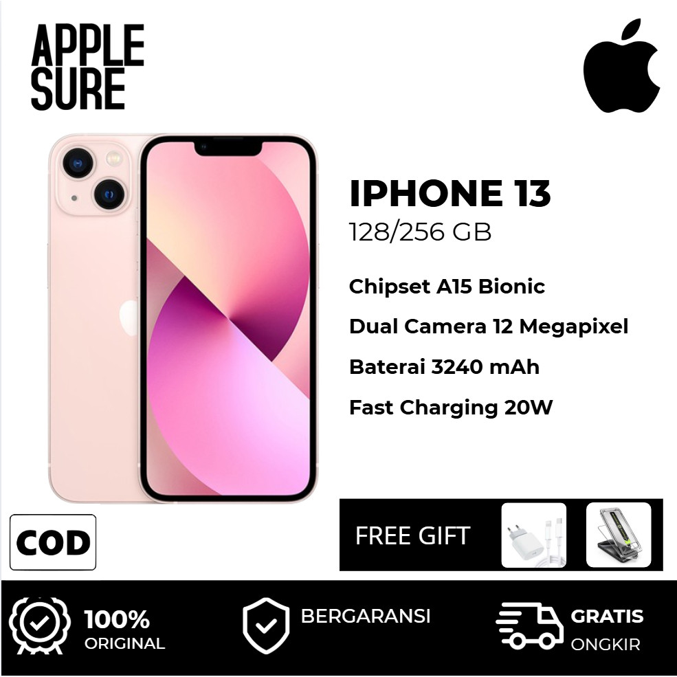 Jual Hp Apple iPhone 13 512GB 256GB 128GB FULLSET (Softcase + Charger) Second inter ORIGINAL BERGARA