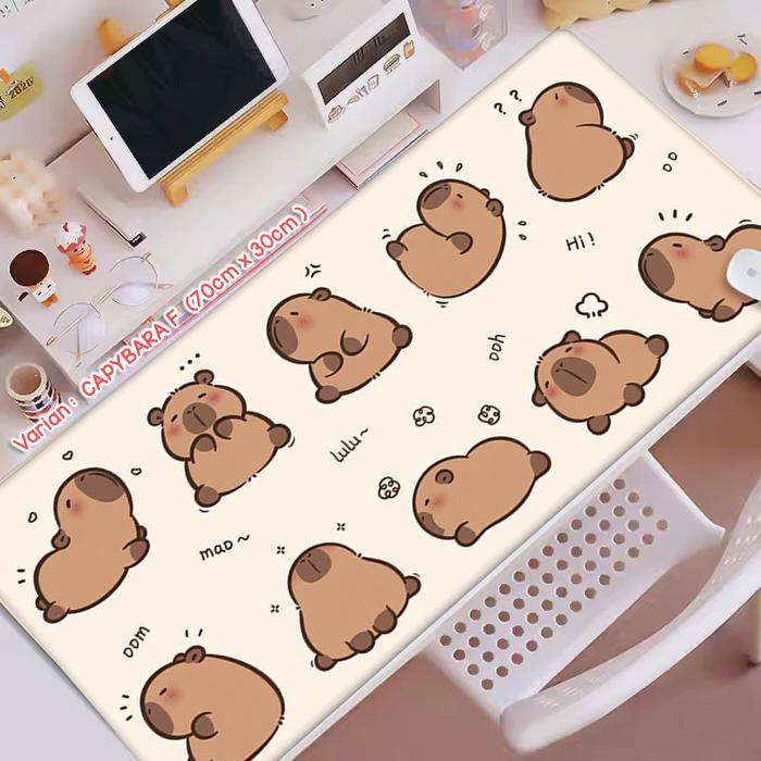 GM - Mousepad Capybara Lucu & Unik | Alas Mouse Panjang & Bulat | Mousepad Gaming dengan Desain Capy