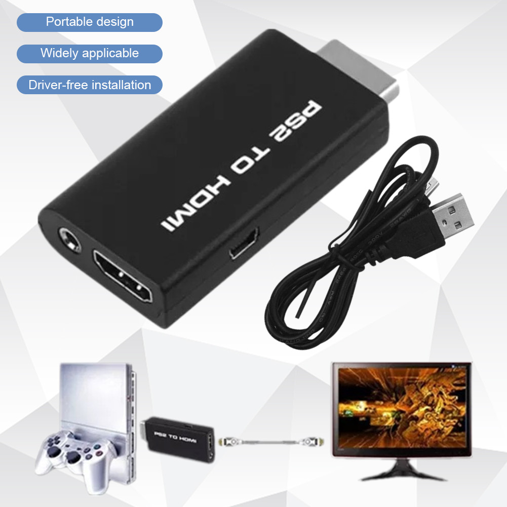 Adaptor PS2 ke HDMI dengan Kabel USB Compatible untuk PS2 ke HDTV