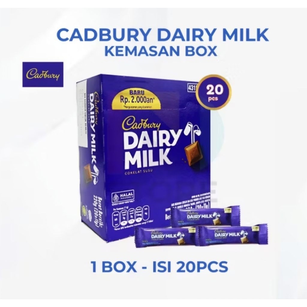 CADBURY DAIRY MILK 1 BOX ISI 20 BKS X 11 GRAM