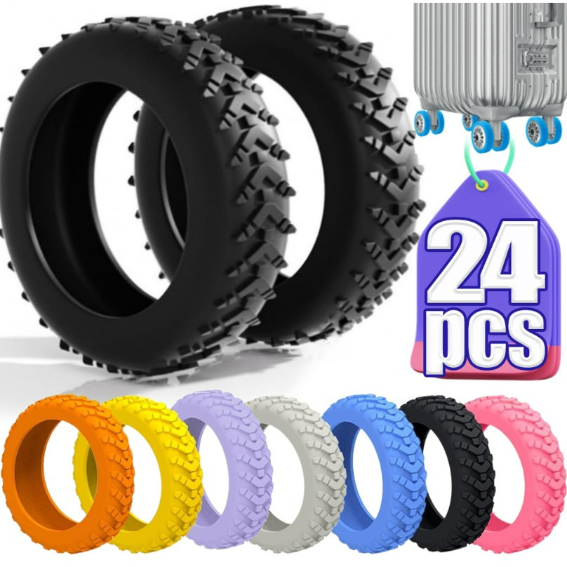 1/24Pcs Thicken Texture Silicone Wheels Protector For Luggage Reduce Noise Travel Luggage Wheels Cov