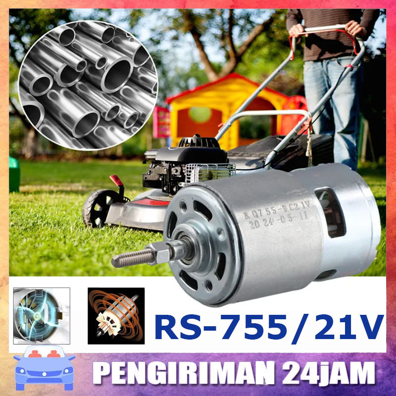 RS-755 Dinamo DC Motor 755 12V atau 21V Mesin Potong Rumput