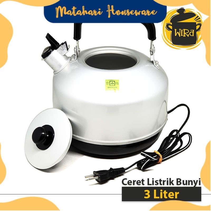 Maspion Ceret Listrik Bunyi Aluminium 3 Liter 22cm | Teko Siul Masak Air Panas | Whistling Kettle