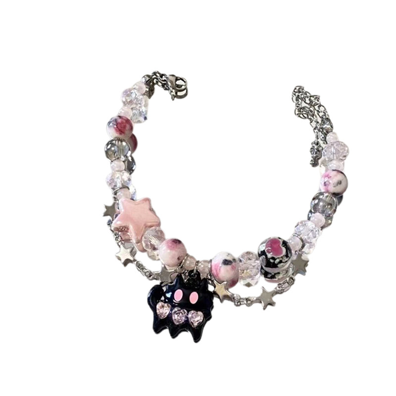 COD  Gelang Lucu Kucing Hitam Gelang Manik-manik Gelang Kristal Korea Elegan Gelang Y2k Dopamin-Ch