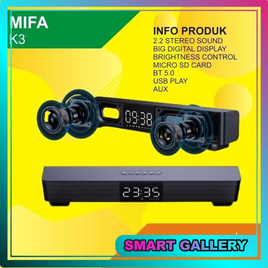 Speaker Sound Bar Home Theater BIG BASS Speaker Bluetooth Jam Alarm MiFa K3