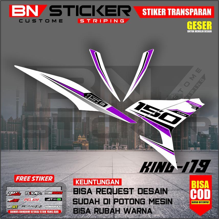 Striping Stiker Transparan UV mx king 150 Bahan Maxdecal Model Simpel Warna Ungu Hitam Abu King-I 19