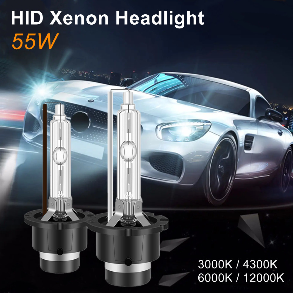 2Pcs HID Xenon Light Car Headlight 55W D2S 3000K 4300K 6000K 12000K High Bright Auto Headlamp Replac