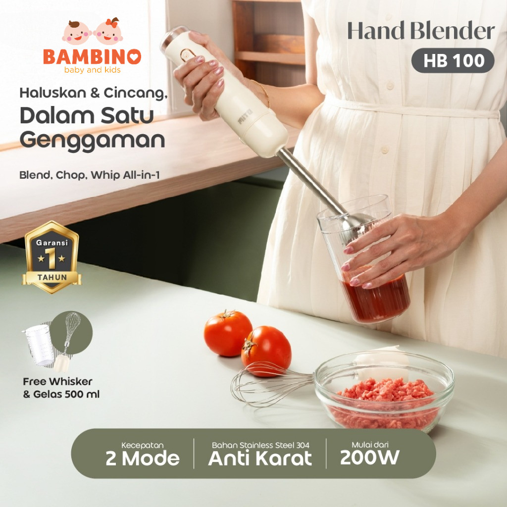 MITO HB100 HAND BLENDER | Blender & Pengocok 2in1 | Untuk Bumbu, Smoothies, MPASI