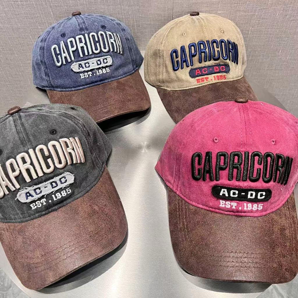 [Saror]Topi Baseball Gaya Jalanan Amerika Blok Warna Retro Baru Topi Patchwork Vintage Duckbill