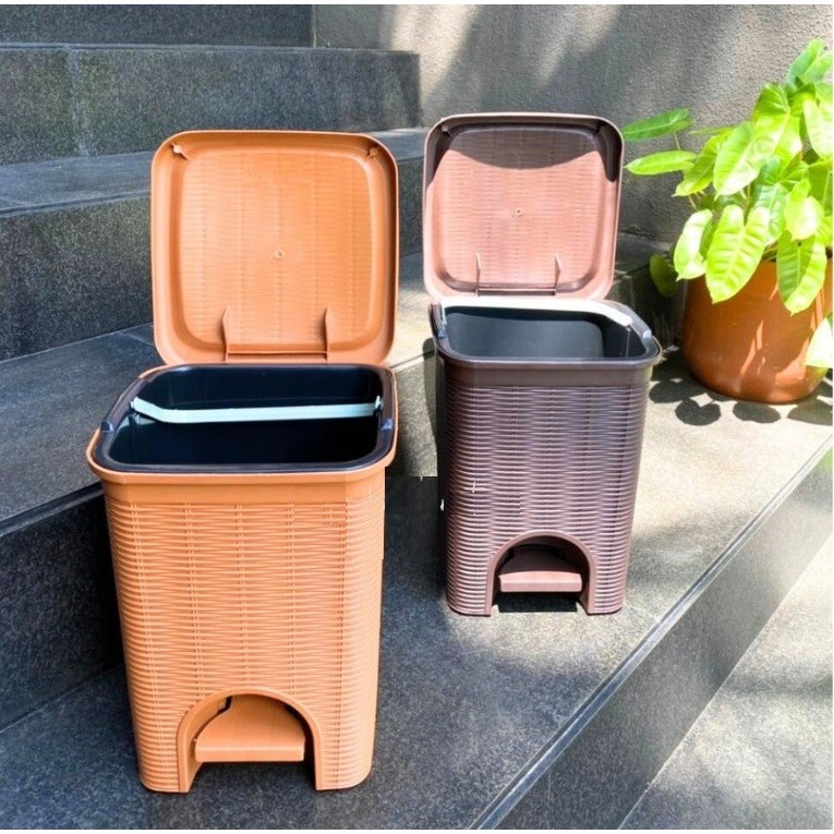 Tempat sampah rotan tabitha keranjang sampah rotan tong sampah mini Injek Injak