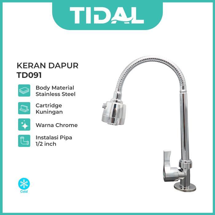 TIDAL Keran Air Cuci Piring Tanam Dapur Stainless Chrome Kran Tidal TD091