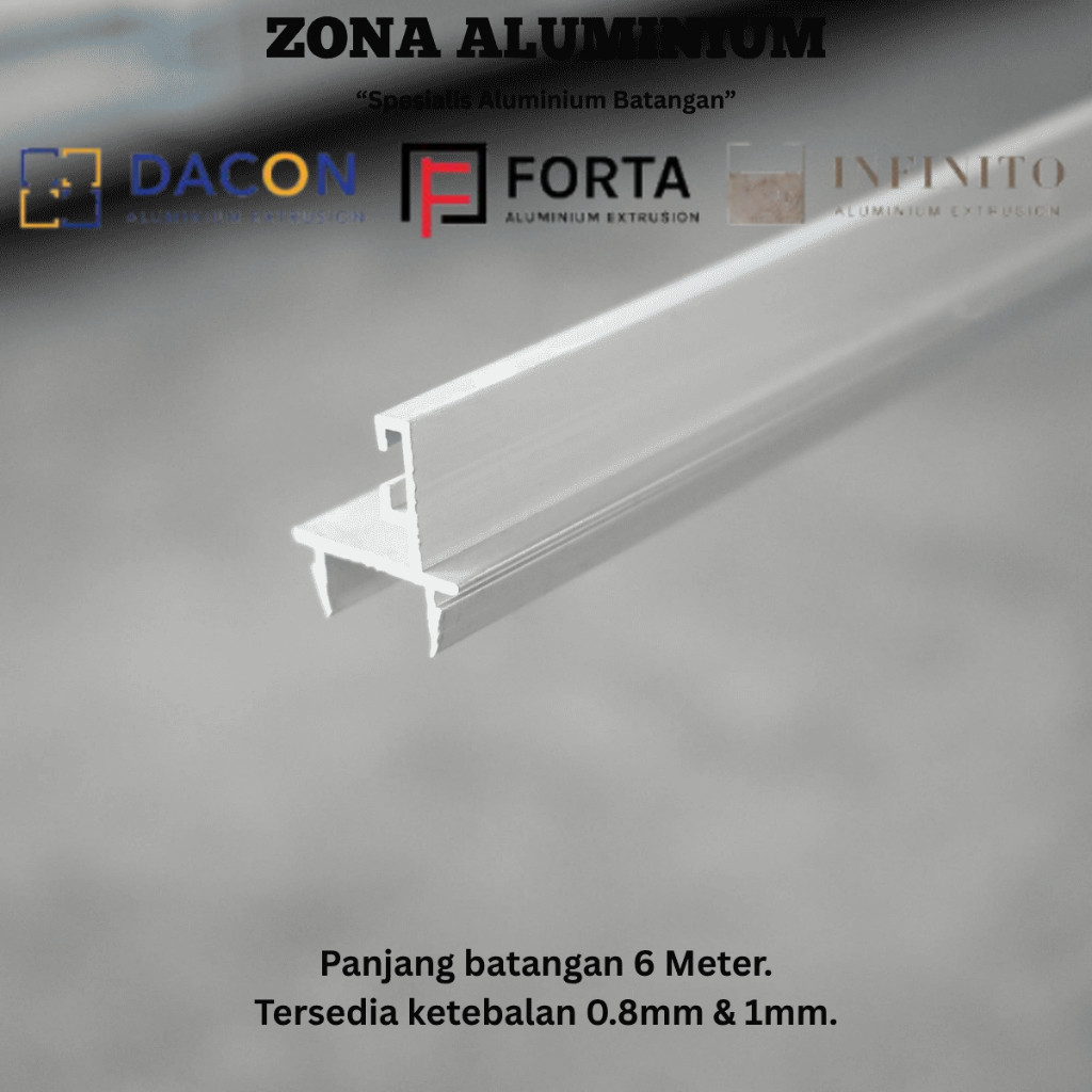 DACON FORTA INFINITO Aluminium Batangan 6090 Untuk Tutup Got Stoper Kusen 3 Inch