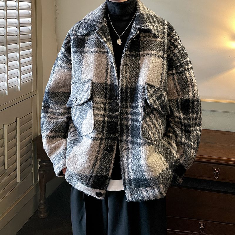 Mantel wol, mantel longgar hangat, jaket pria, jaket bulu, jaket pria.