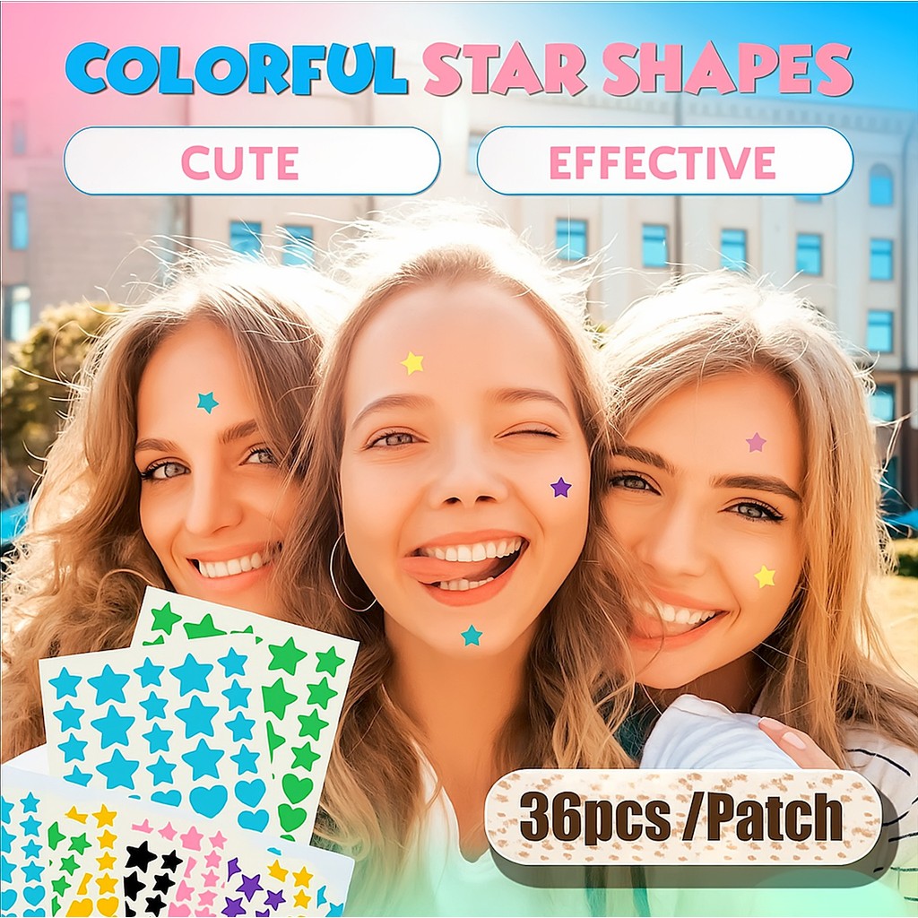 36 PCS Acne Patch Stiker Penghilang Jerawat Bintang Love Pimple Patch Sticker Acnes Tape Removal Spo