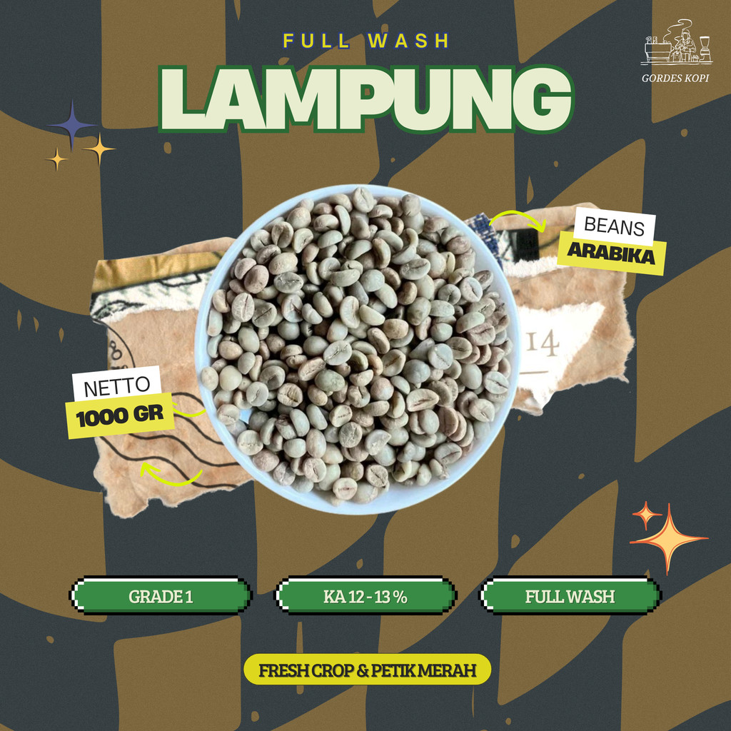 Green Bean Arabika Full Wash Lampung | Biji Kopi Mentah 1Kg