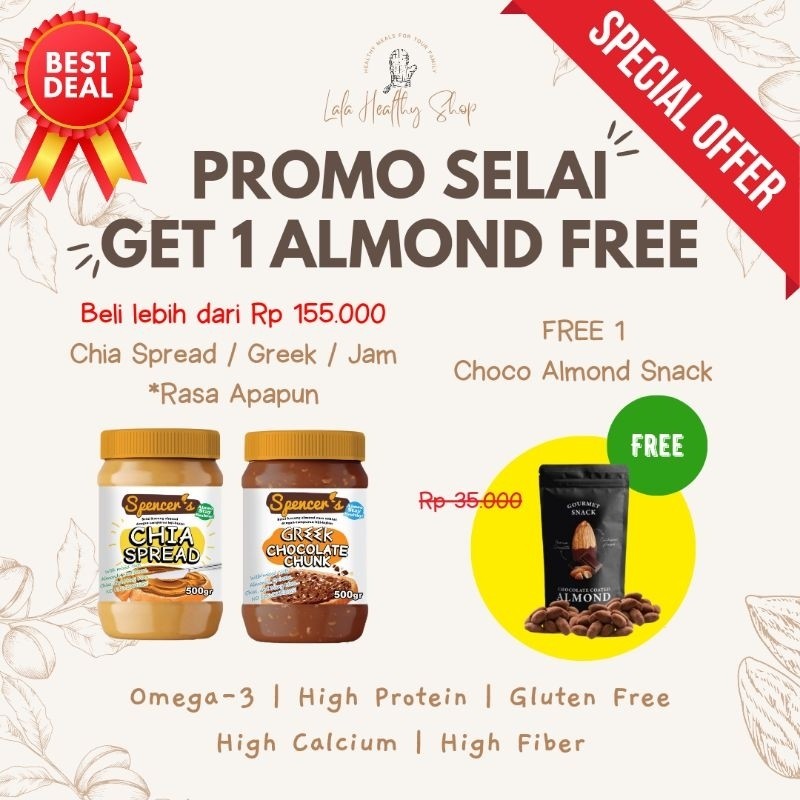 [MENTARI HARUM] Spencer's Chia Spread & Chia Greek (500gr) - Original, Unsweetened, Crunchy, Chocola