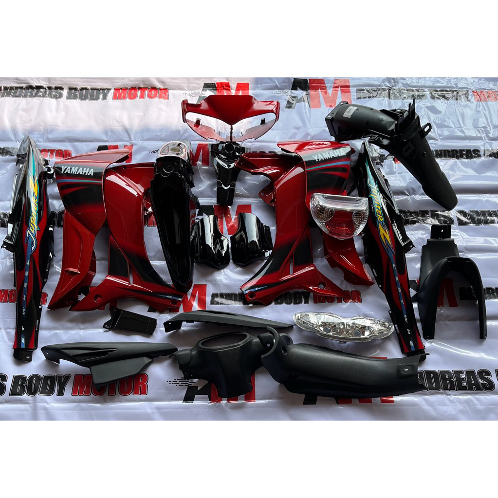 Full Set Cover Body JUPITER Z Lama Merah Hitam Plus Stiker