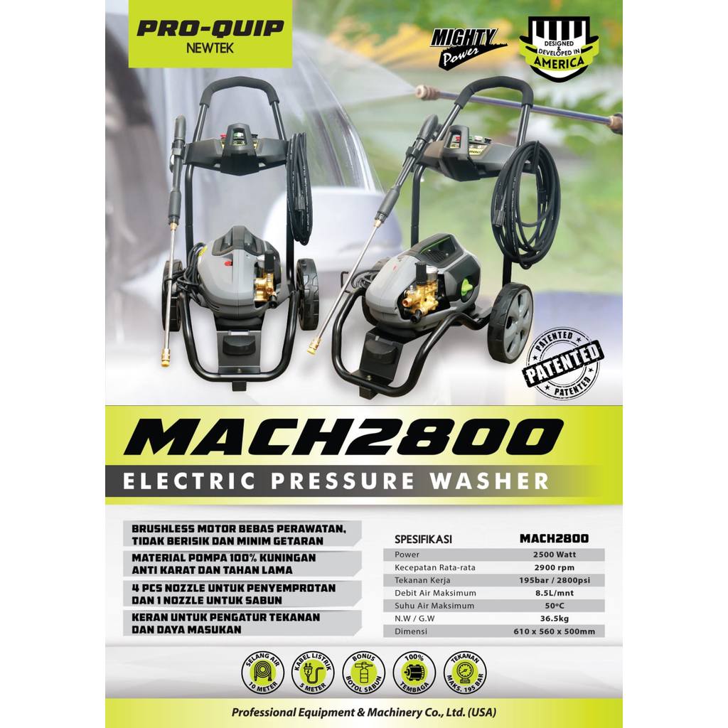 Jet Cleaner ELECTRIC PROQUIP MACH2800 / Mesin High Pressure Washer MACH 2800 - Mesin Steam Cuci Moto