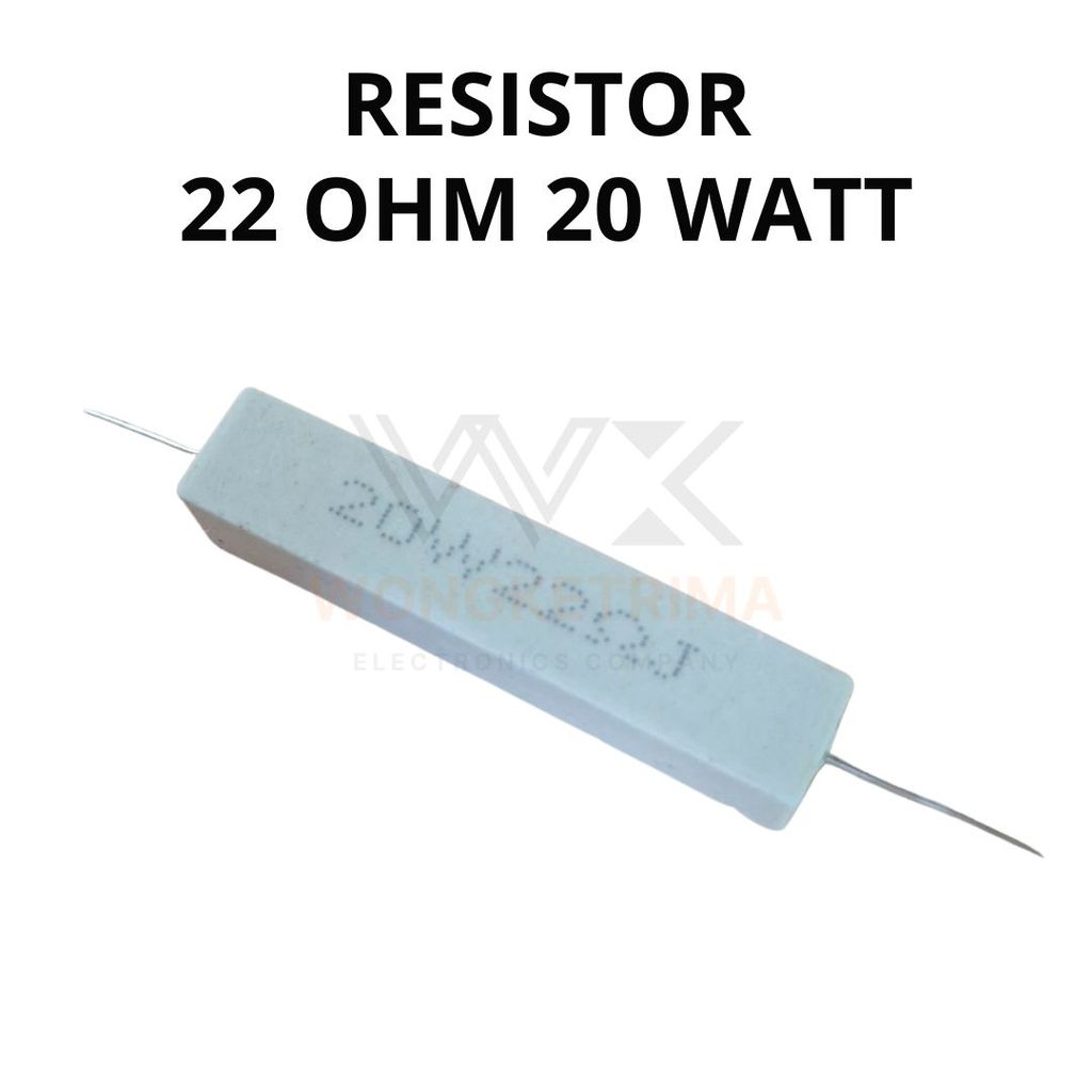 RERESISTOR KAPUR 22 OHM 20 WATT | 22 20W | RESISTOR 22O 20W | HIGH POWER CEMENT RESISTOR
