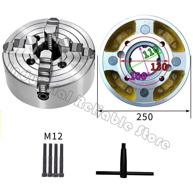 SANOU K72-250 4 jaw lathe chuck independent chuck lathe 250mm 10'' inch manual lathe chuck 4-Jaw Ind