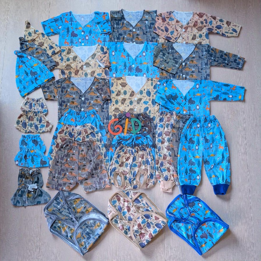 Gulden Kids 39 Pcs Paket Lahiran Setelan Baju Bayi Newborn 0-3 Bulan Baju Celana Popok Topi