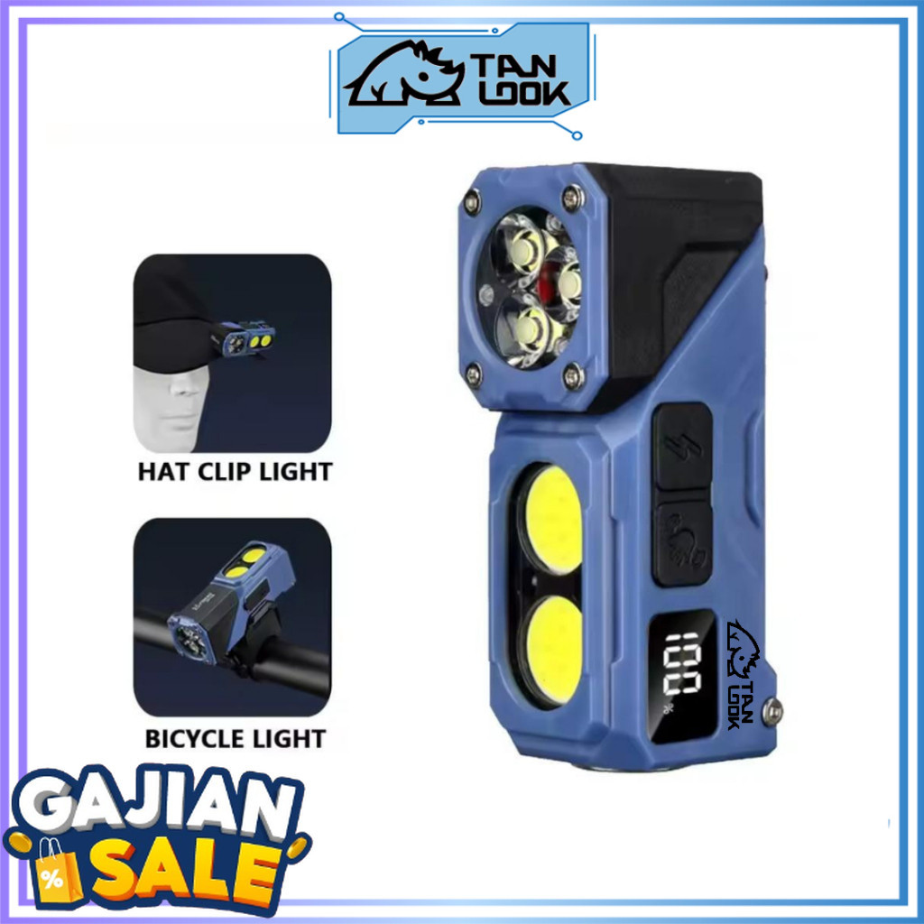 (Skyvon) TANLOOK Senter LED Kepala mini model T615 berputar / Senter Kepala Cas Anti air dan tahan s