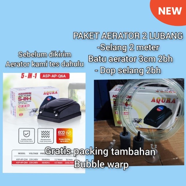 Paket aerator 2 lubang / aerator / aerator 2 lubang / pompa udara / mesin aerator / pompa udara aqua