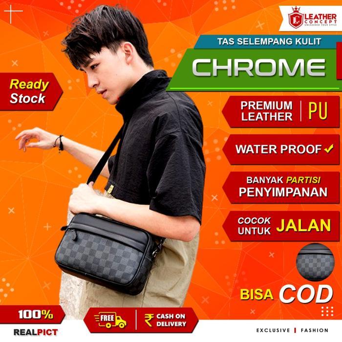 (Style Mall.id) Leather Concept CHROME Tas Selempang Pria Kulit Tas Kulit Cowok Tas Pria Tas Jalan h