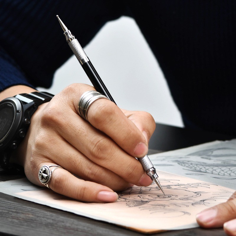 8pcs Pen Head Set Removable Double-headed Leather Outline Drawing Iron Pen DIY Leather Pattern Posit