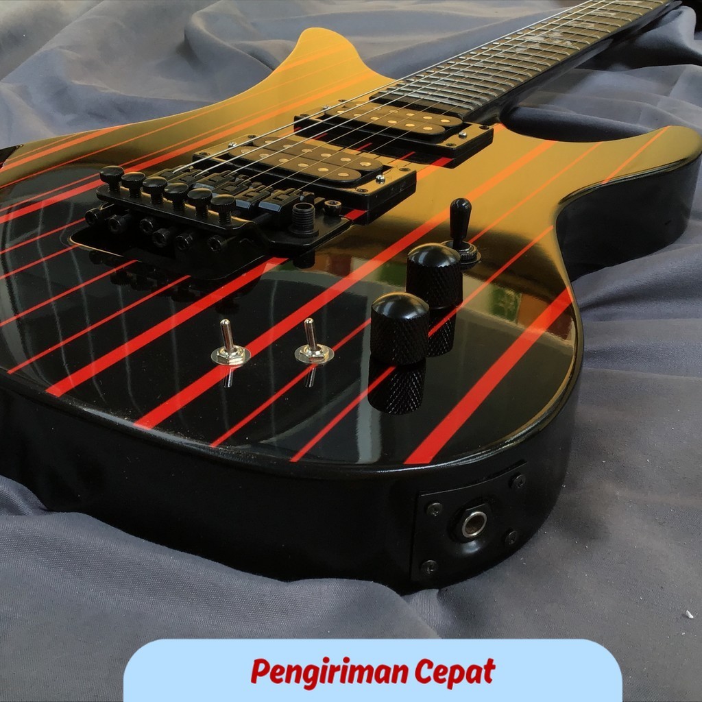 PCP Black and Red Stripes,right hand Electric Guitars,Hardware Chrome Plating floyd rose bridge, in 