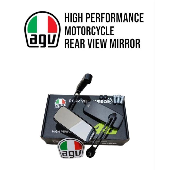 AGV Spion tanduk Kotak kaca putih full cnc universal semua motor - Hitam