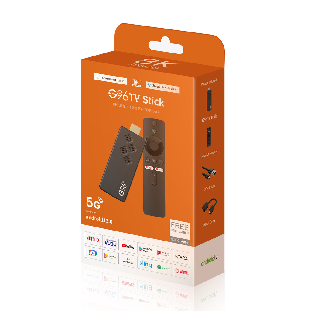 Global Version Android 13.0 8k smart TV Stick IATV Voice Control Dual 2.5G5G Wifi Multi Language 2GB