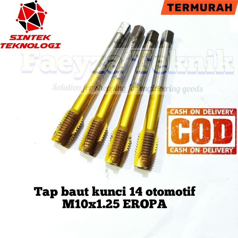 m10x1.25 tap hand tap tap baut kunci 14 otomotif coating kuning