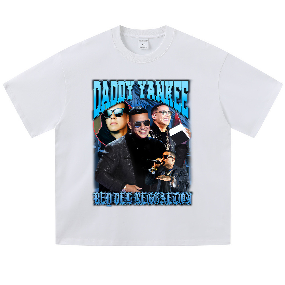 COD DADDY YANKEE Street Lengan Pendek Penyanyi Cetakan Bintang Lengan Pendek Floral Pria dan Wanita 