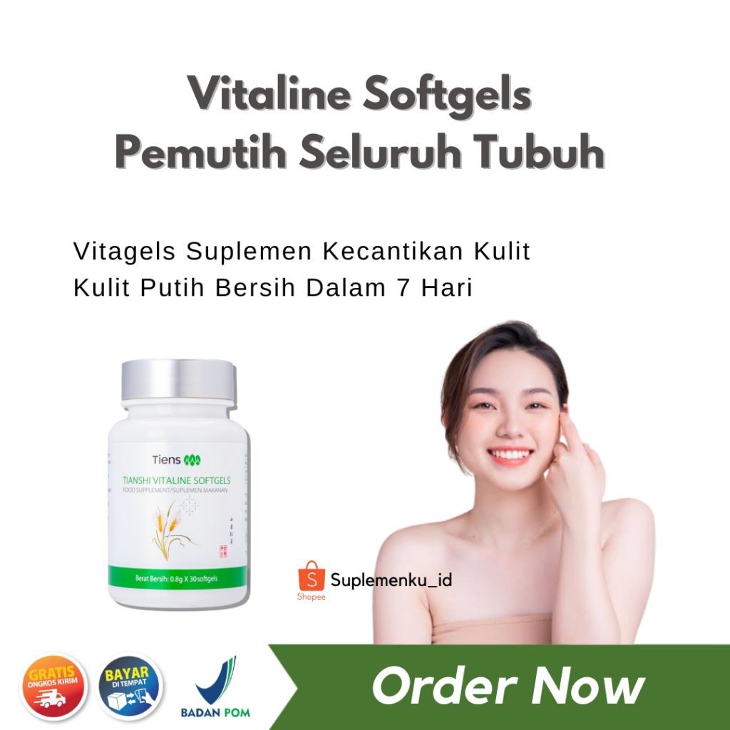 [TERLARIS] TIANSHI VITALINE SOFTGELS 100% ORIGINAL | PEMUTIH SELURUH BADAN ALAMI | PEMUTIH BADAN AMP