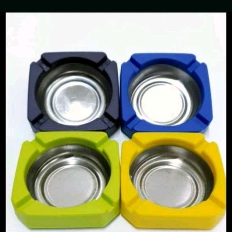 SB Asbak Stainless Segi Kotak Warna 4" Ashtray Abu Rokok Permen Karet Tissue Tempat Sampah Meja Cafe