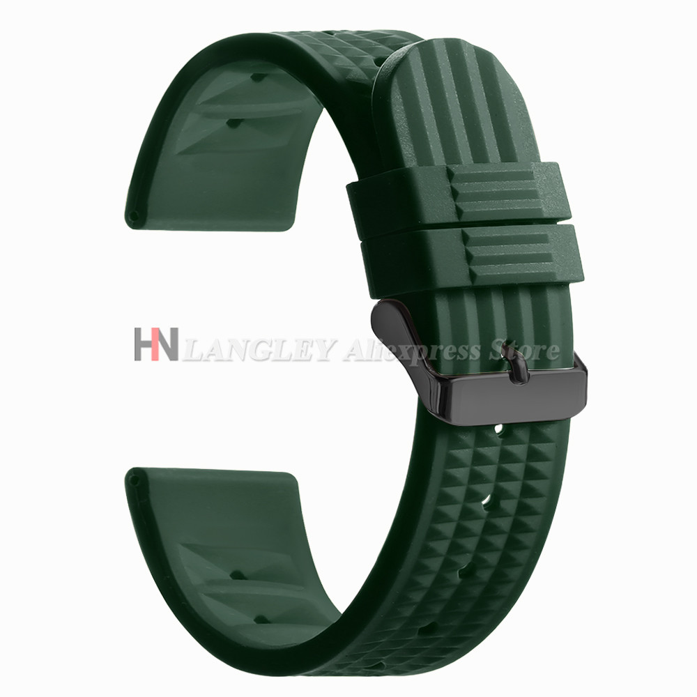Watves 20mm 22mm Soft Rubber Waffle Strap Bracelet Universal Men ver Silicone Waterproof Sport for S