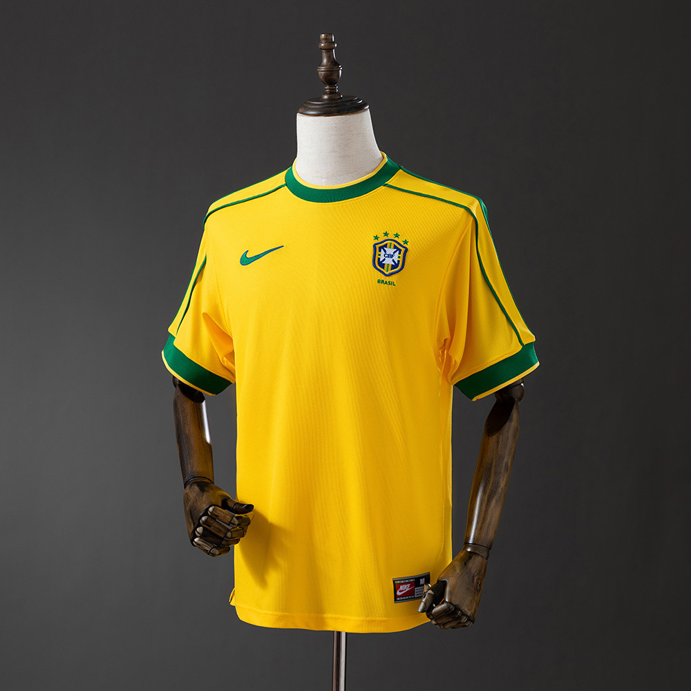 Jersey Retro Brazil 1998 home T shirt pria
