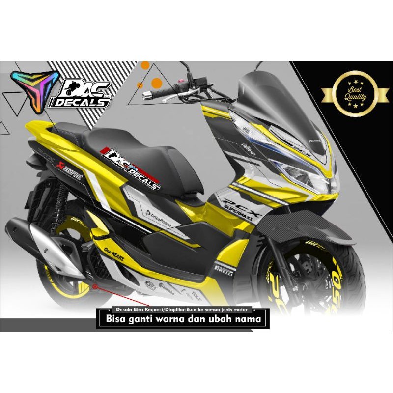 Sticker Decal Honda PCX Silver Yellow variasi stiker full body