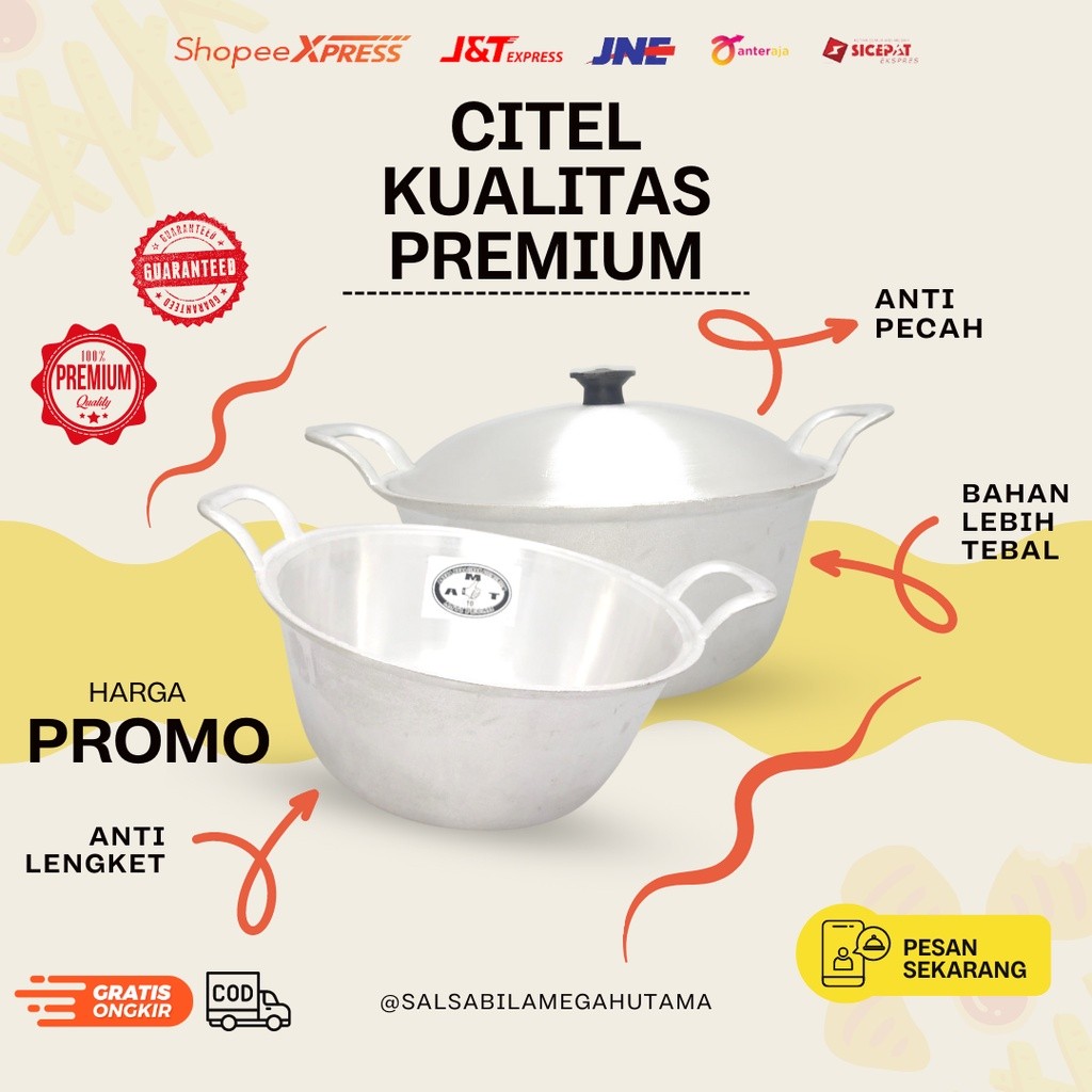 CTL22 - citel panci katel / citel wajan katel - Citel No 10 12 14 16 panci katel tradisional anti pe