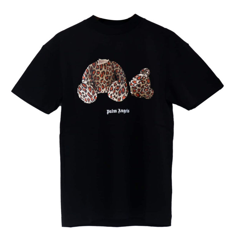 Palm Angels Bear Logo Leopard Black / Kaos Branded Original