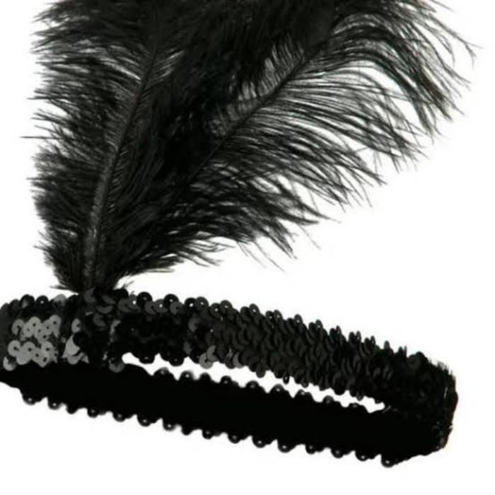 Ikatan Bulu Di Kepala/Hiasan Kepala Bulu Ayam Hiasan - Hitam