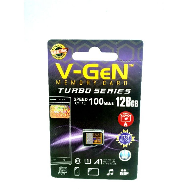 AS Micro SD V-Gen 128GB Class 10 Turbo Series / Vgen MicroSD Class10 128GB / V gen 128GB Original