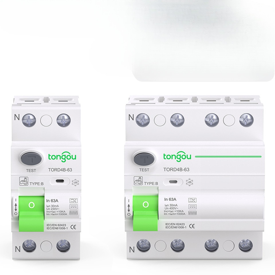 RCD RCCB Type B Earth Leakage Residual Current Circuit Breaker Evse 2P 4P AC 40a 63a 30ma 100ma 300m